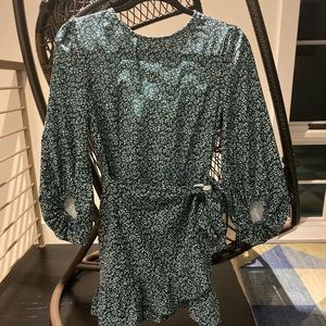 Floral green mini dress